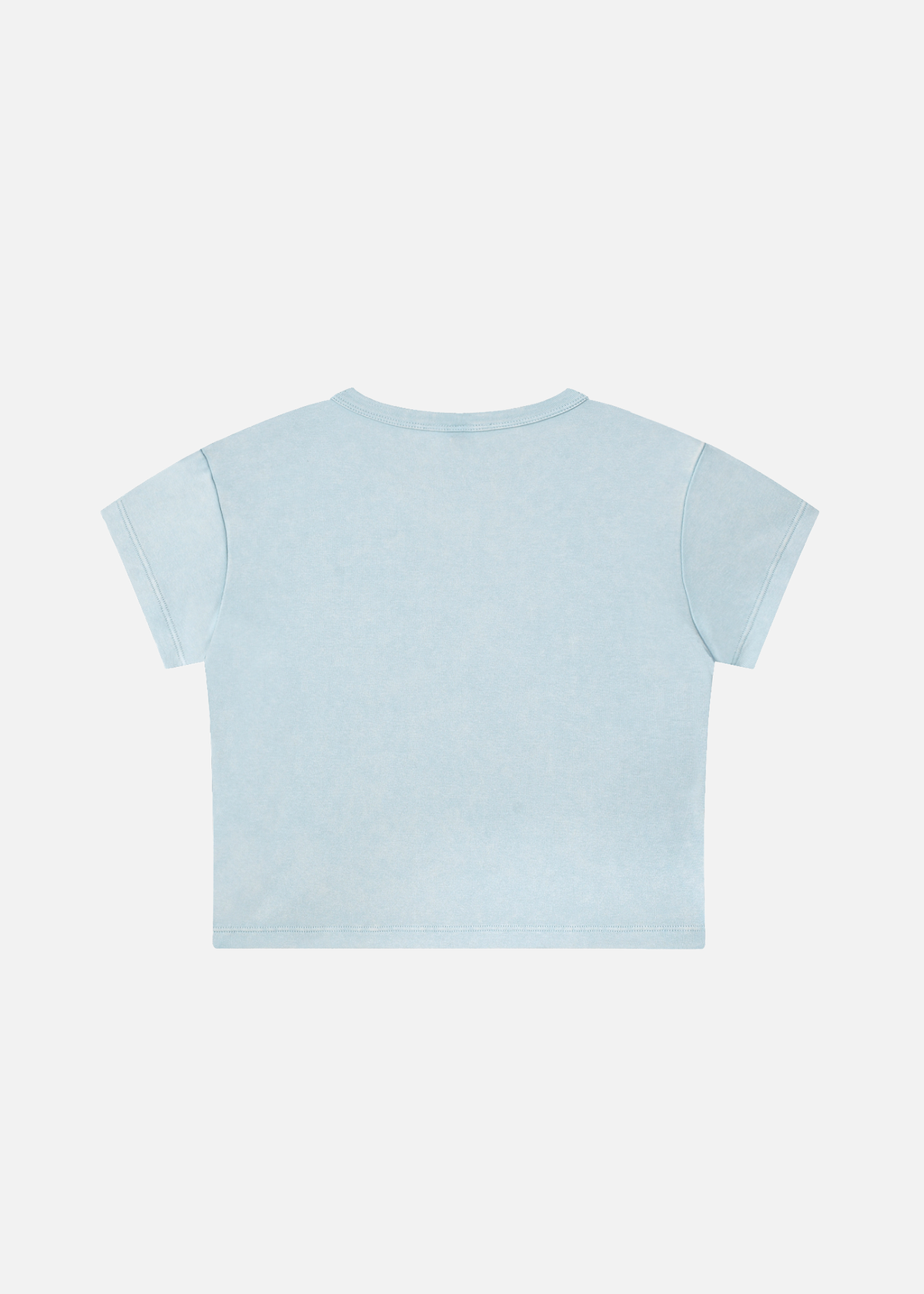 Aurora Snow Washed Sky Blue Drop-Shoulder Crop T-Shirt