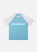 Cascade Blue & White Contrast Raglan Mesh T-Shirt