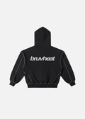 Solstice Contrast-Stitched Black Boxy Fleece Zip Hoodie