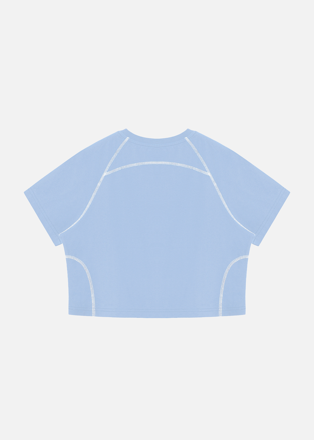 Crusher Sky Blue Contrast-Stitch Raglan Crop T-Shirt