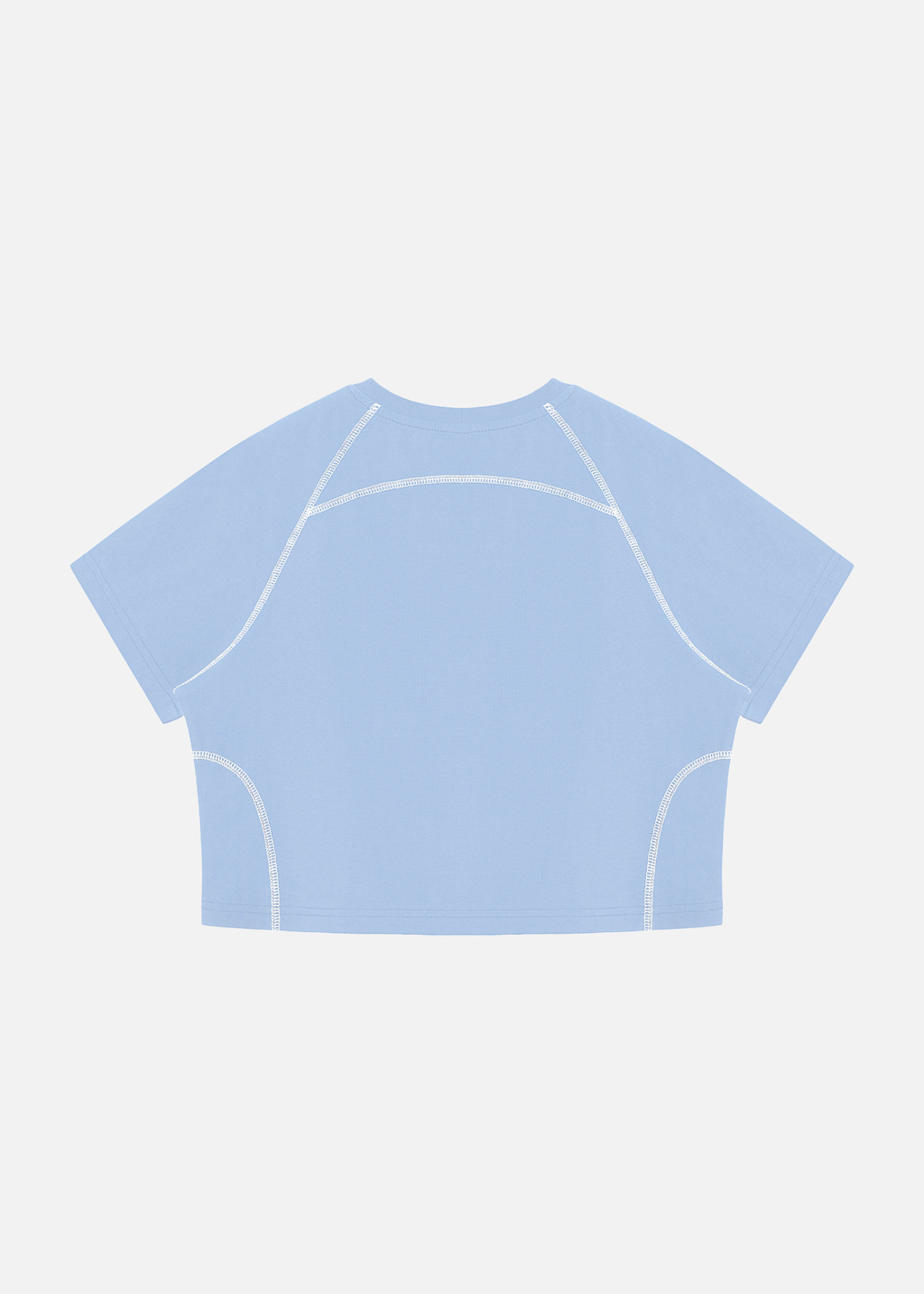 Crusher Sky Blue Contrast-Stitch Raglan Crop T-Shirt