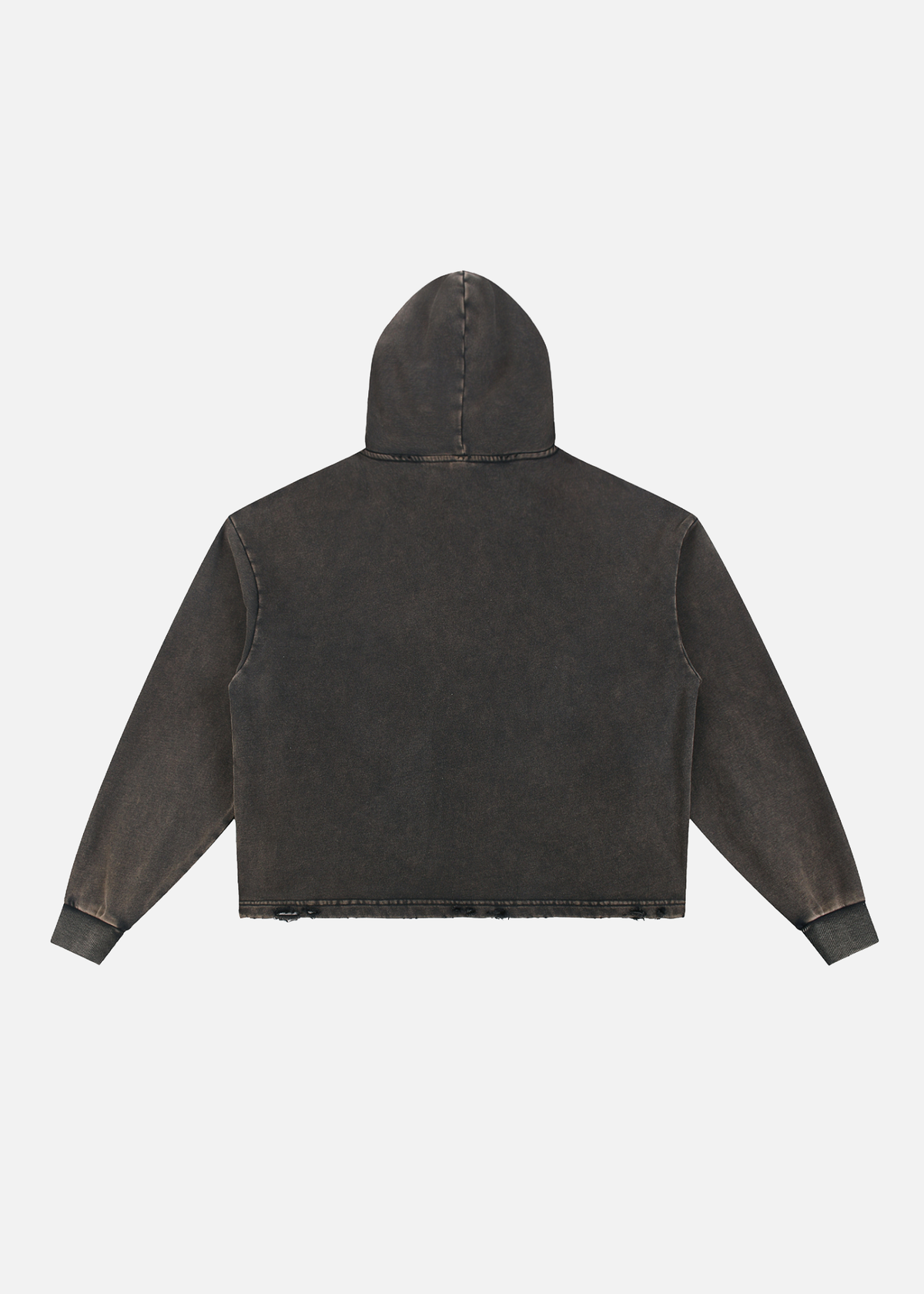 Declan Vintage Washed Black Frayed-Hem Hoodie