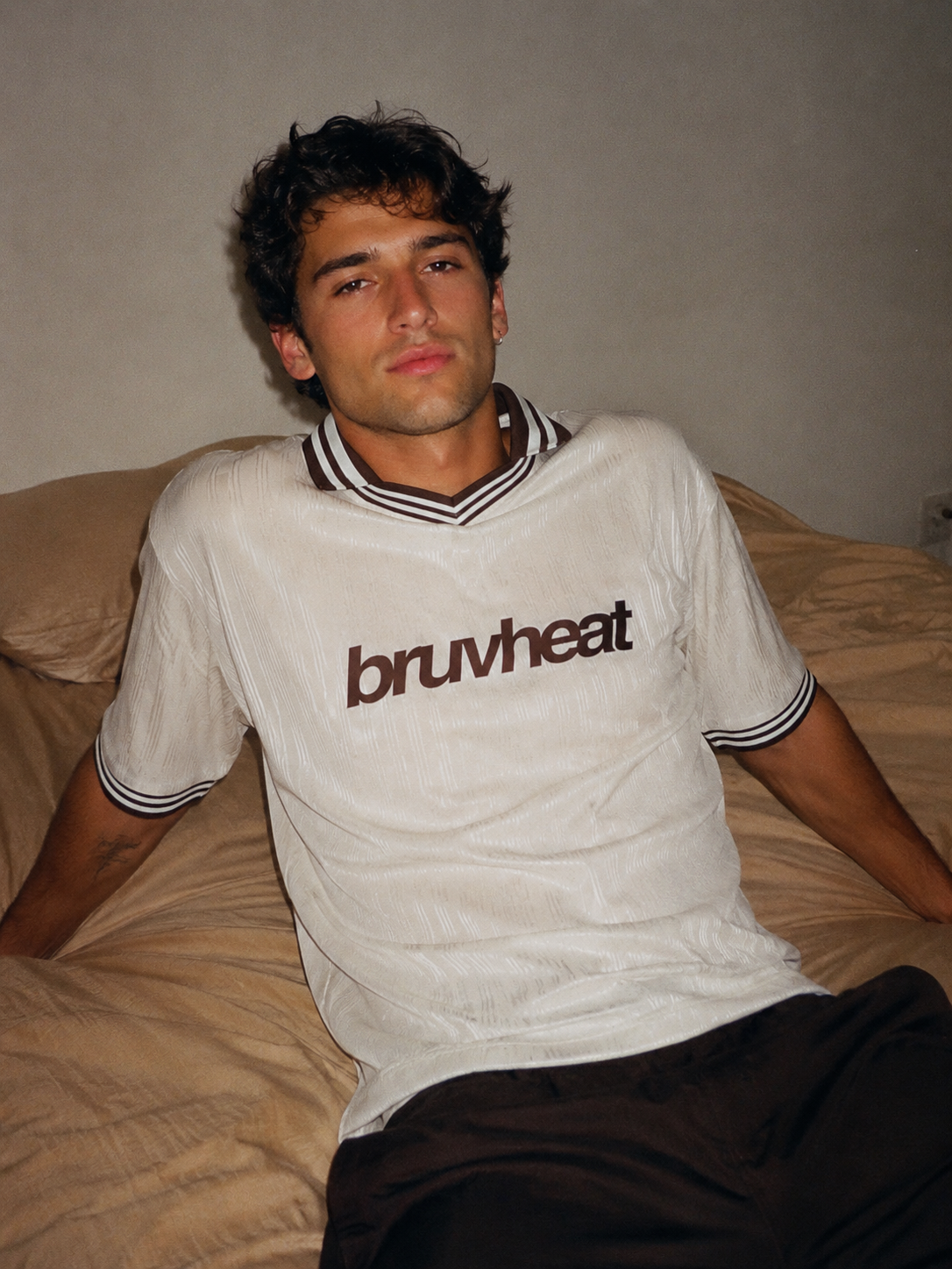 Sawyer Apricot Contrast-Stripe Oversized Polo T-Shirt