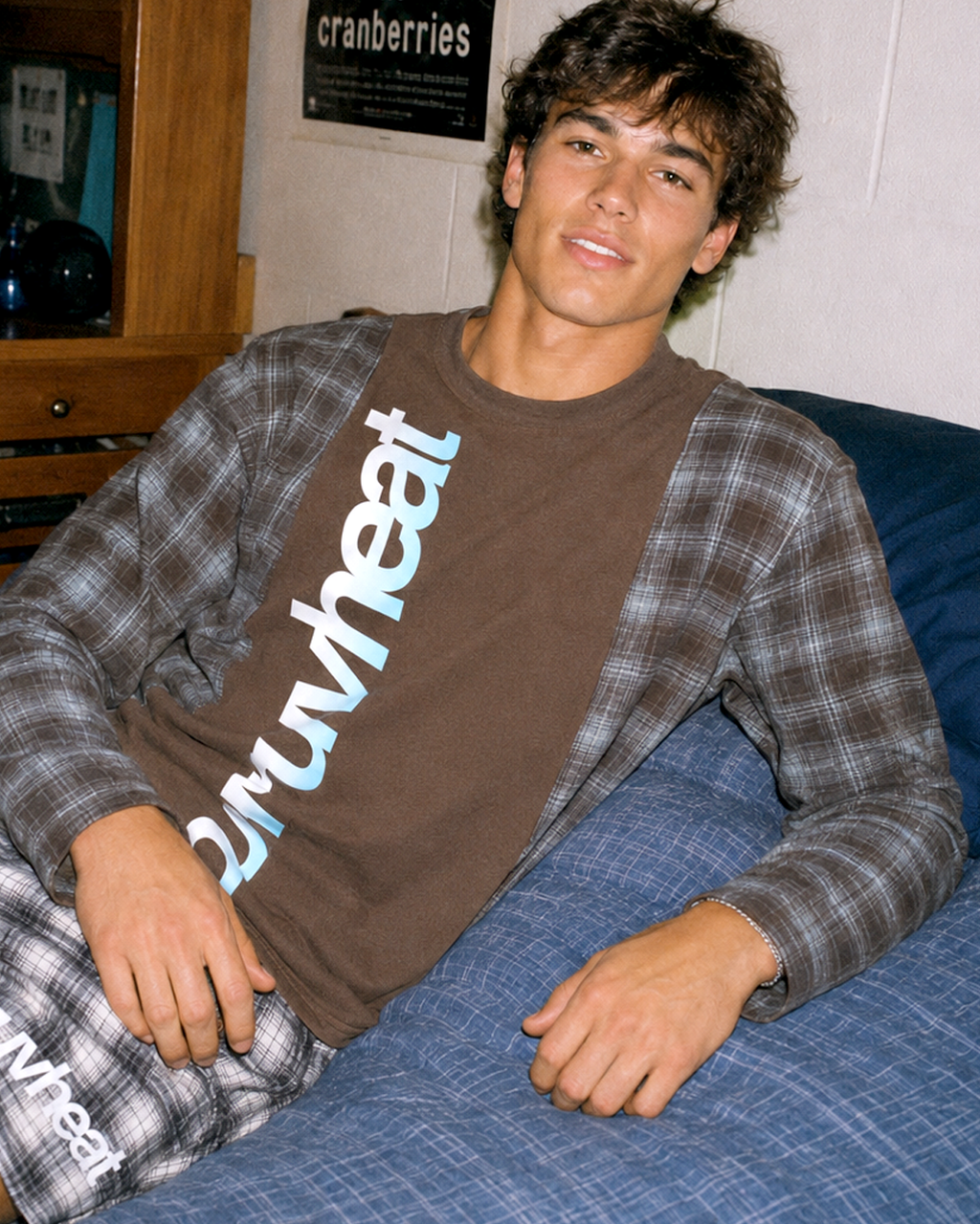 Dawson Coffee & Sky Blue Plaid Long-Sleeve T-Shirt
