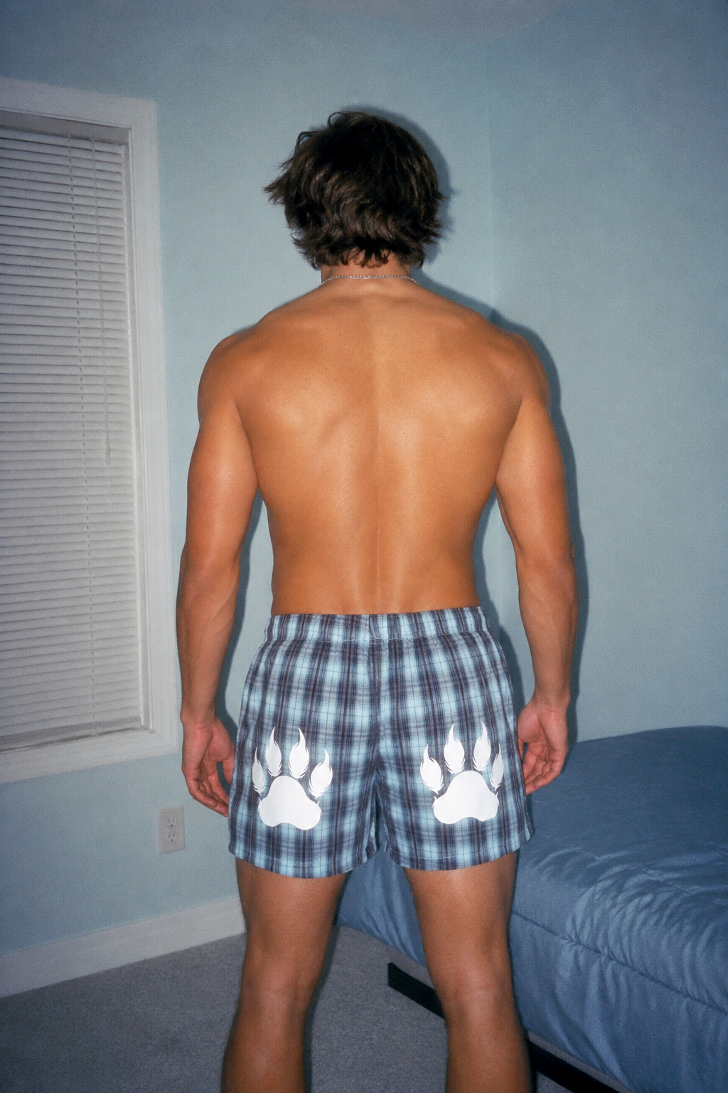 Hudson Brown & Blue Plaid Loose-Fit Shorts