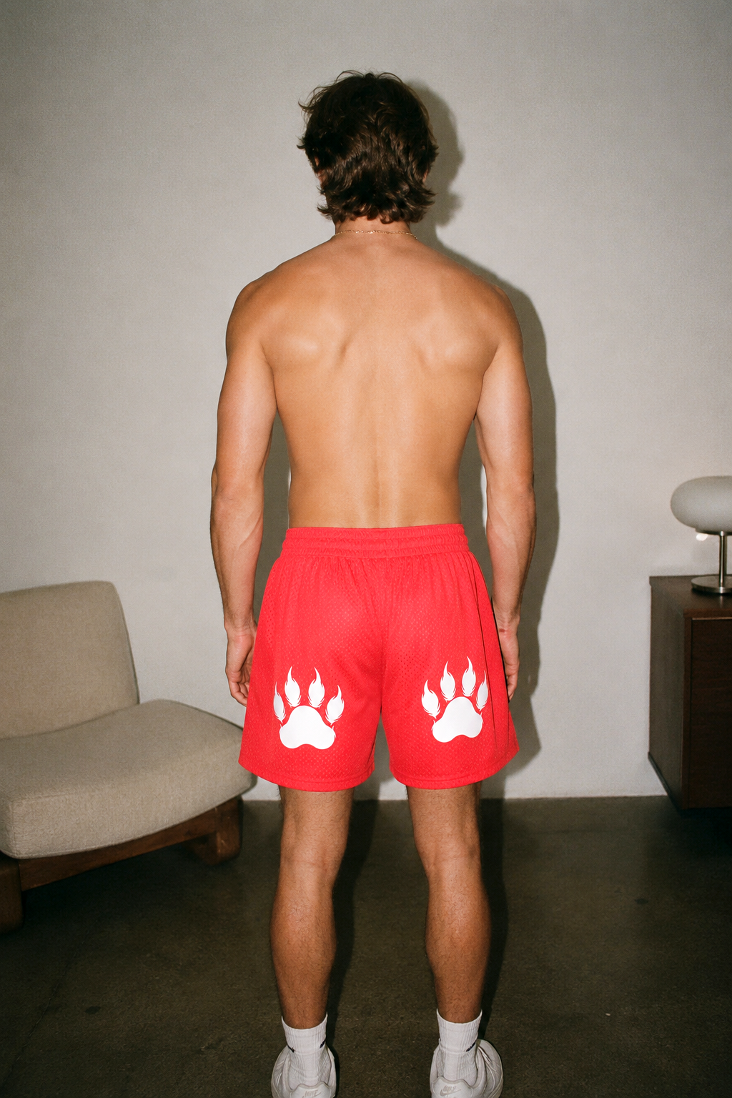 Brody Orange Mesh Drawstring Shorts