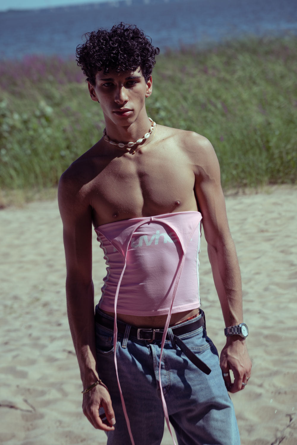 Catalina Pink Halter Crop Tank Top