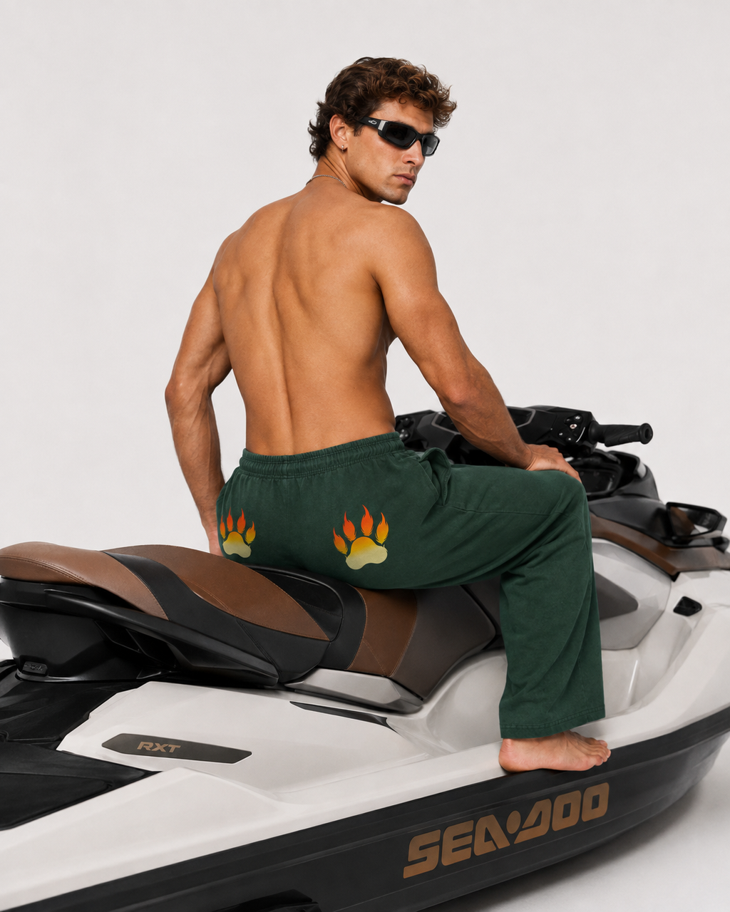 Landon Hunter Green Straight-Leg Sweatpants