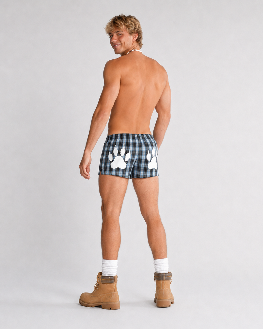 Hudson Brown & Blue Plaid Loose-Fit Shorts