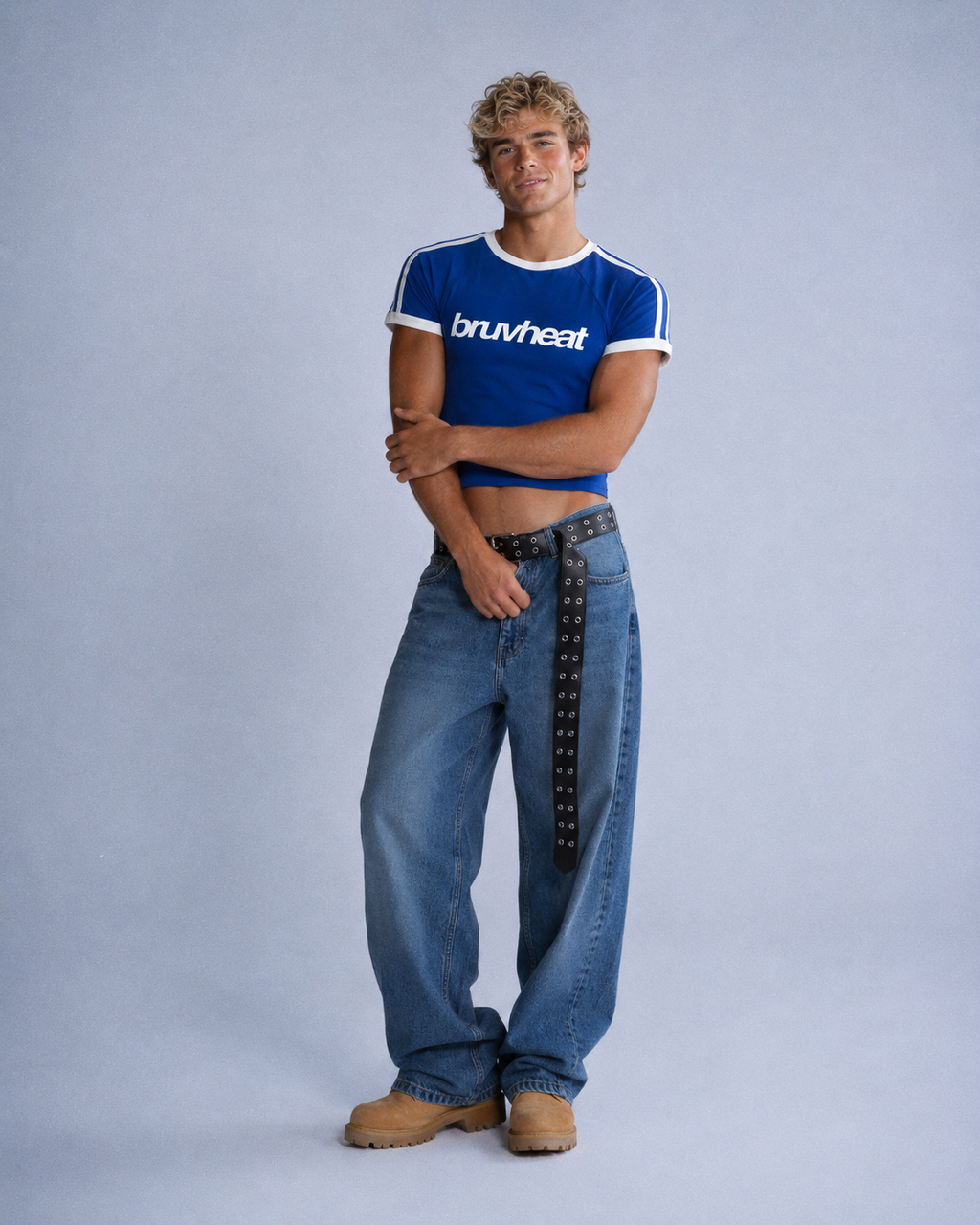 Maybe Colourful Blue Raglan Crop T-Shirt