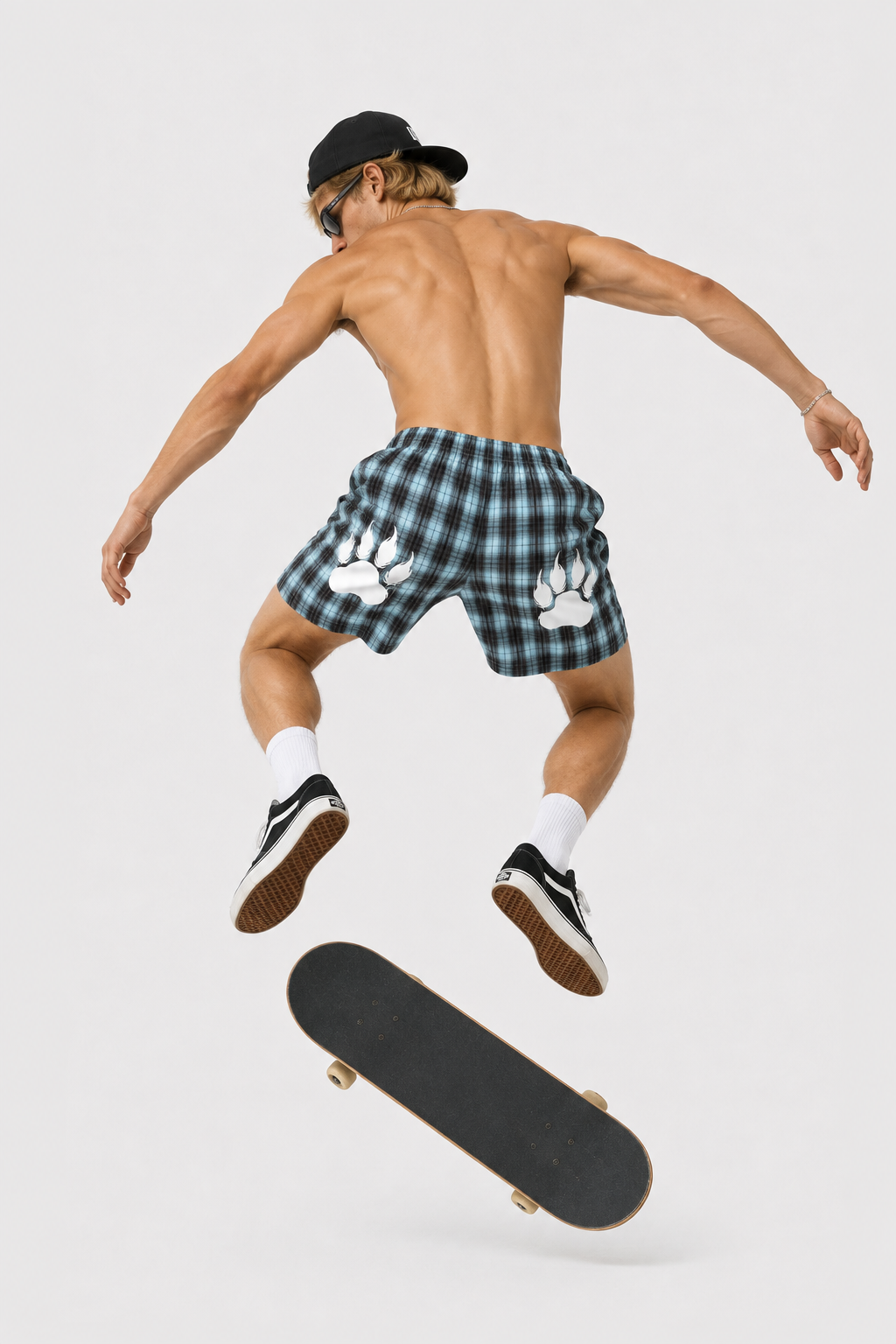 Hudson Brown & Blue Plaid Loose-Fit Shorts