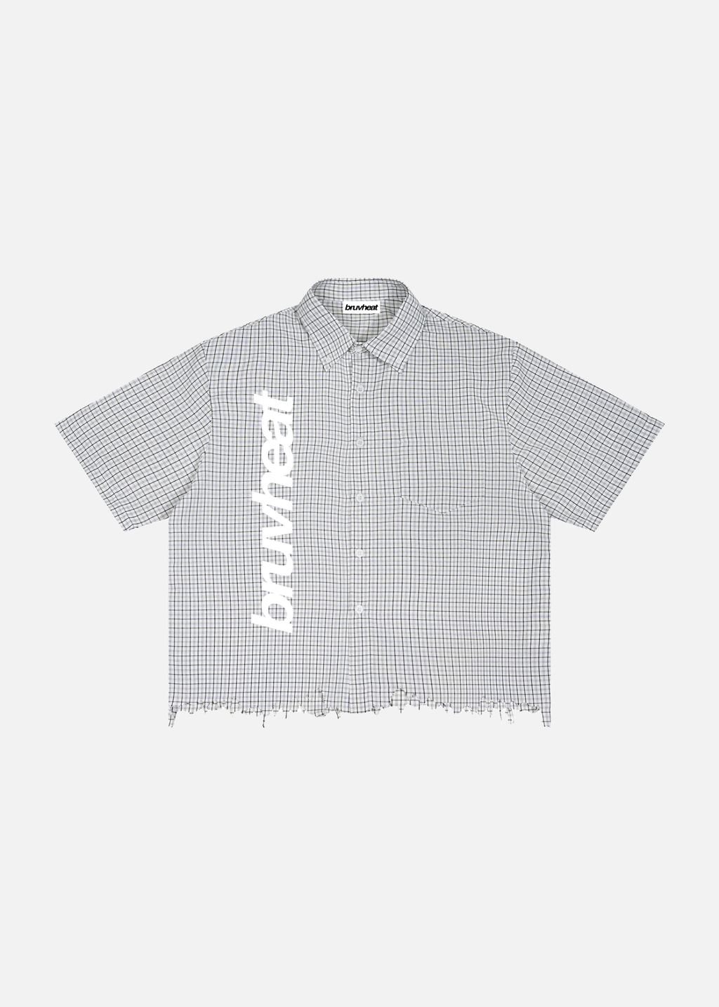 Hermosa Distressed White Plaid Boxy Shirt