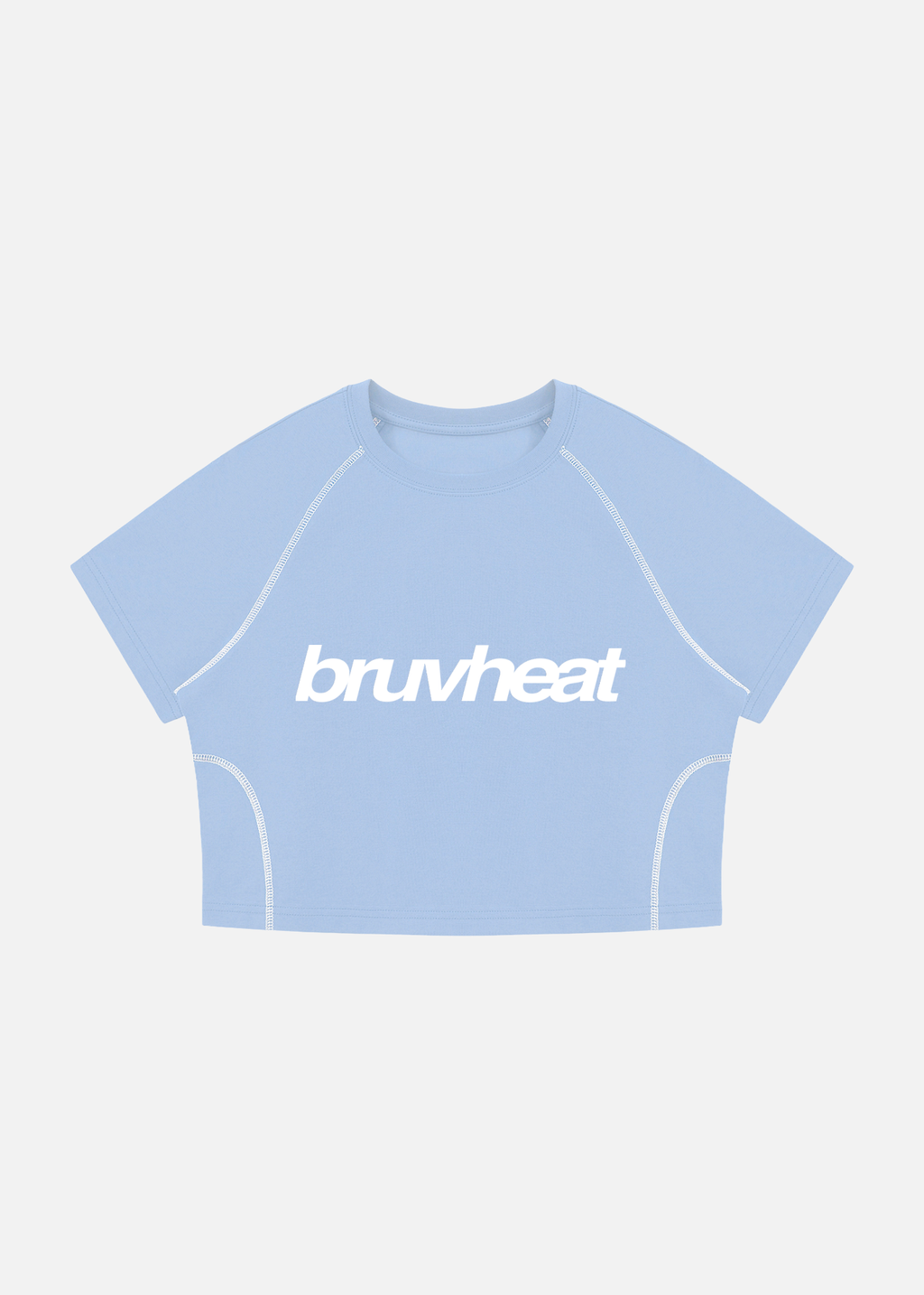 Crusher Sky Blue Contrast-Stitch Raglan Crop T-Shirt