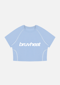 Crusher Sky Blue Contrast-Stitch Raglan Crop T-Shirt