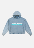 Alpine Vintage Washed Blue Frayed-Hem Hoodie