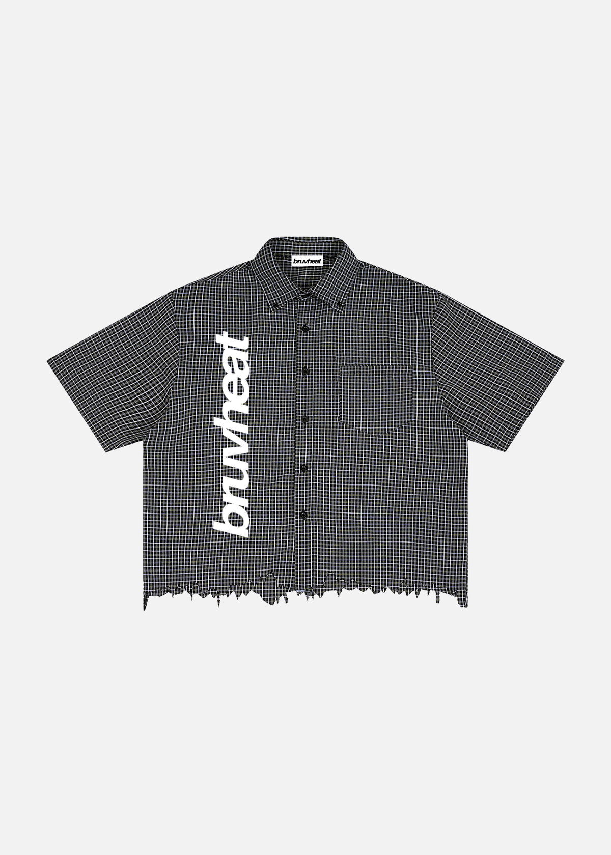 Redondo Distressed Black Plaid Boxy Shirt
